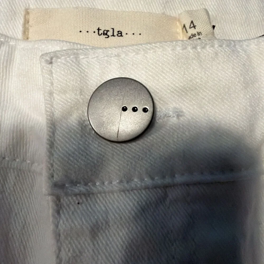 TGLA Youth Denim Cuffed White Jean Shorts Size Youth 14